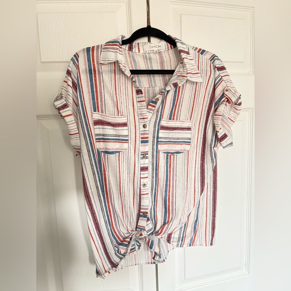Knox Rose Tops - Eden & Olivia Multicolor Striped Button-Down Shirt